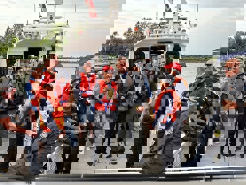 Junior Police Cadets with Maritime Unit on Boat